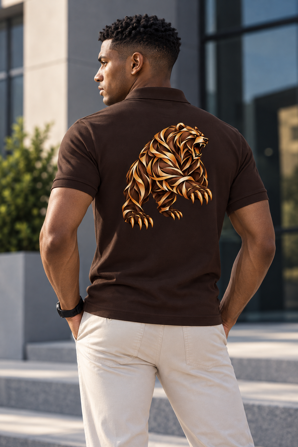 Monolith Grizzly Bear Men's Premium Polo