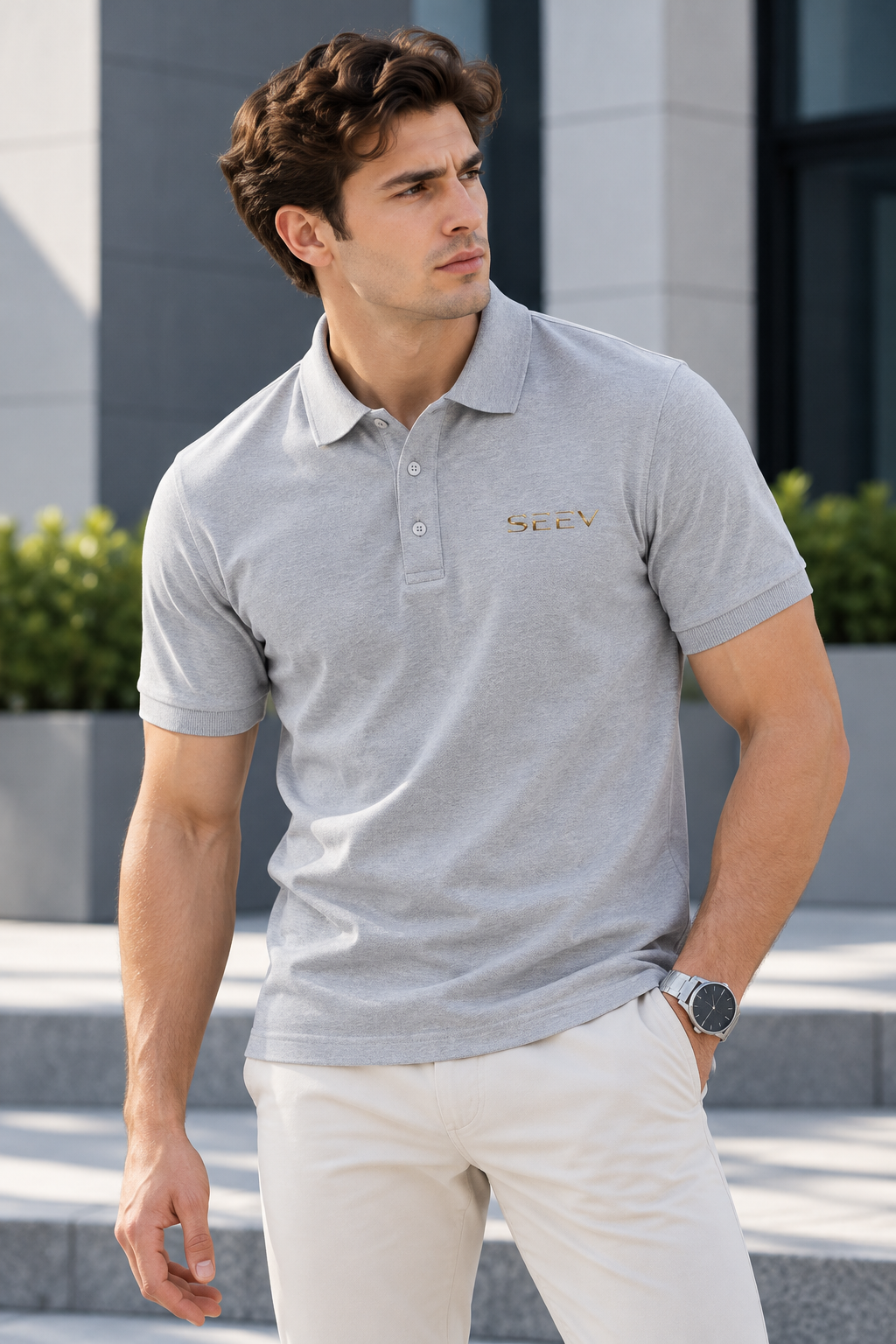 Pine Forest Taupe Men's Premium Polo