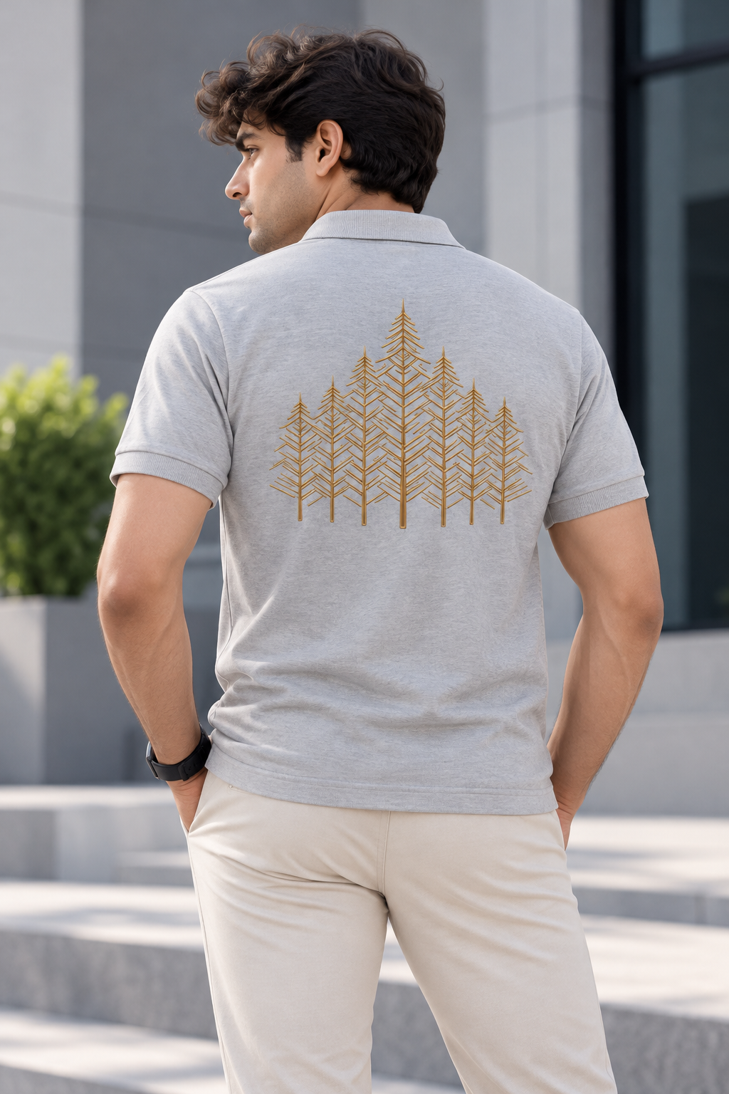 Pine Forest Taupe Men's Premium Polo